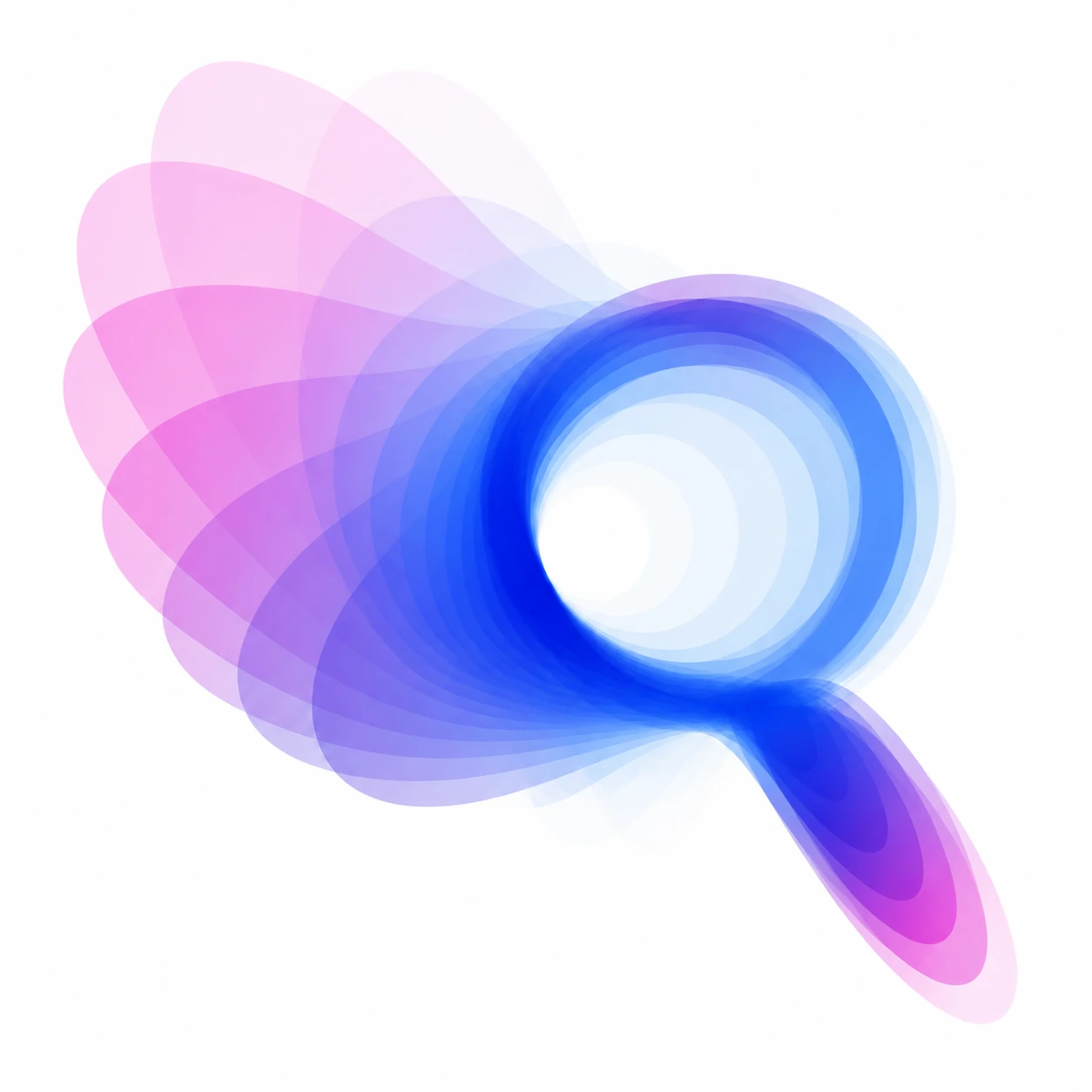 Abstract pink and blue magnifying glass illustration